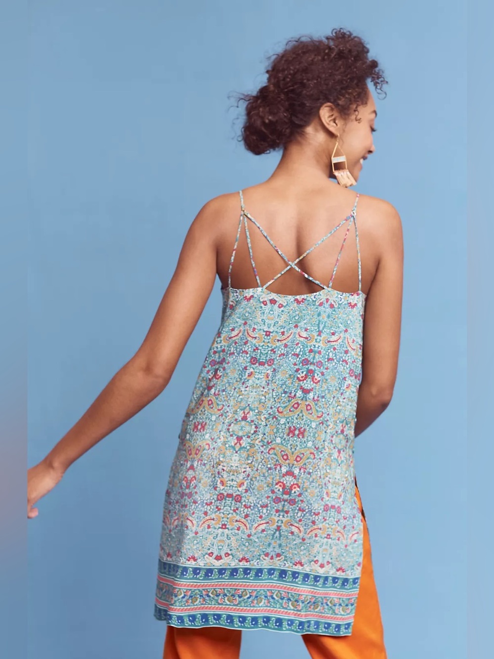 MAEVE Meret Boho Silk Spaghetti Strap Tunic Top | 6